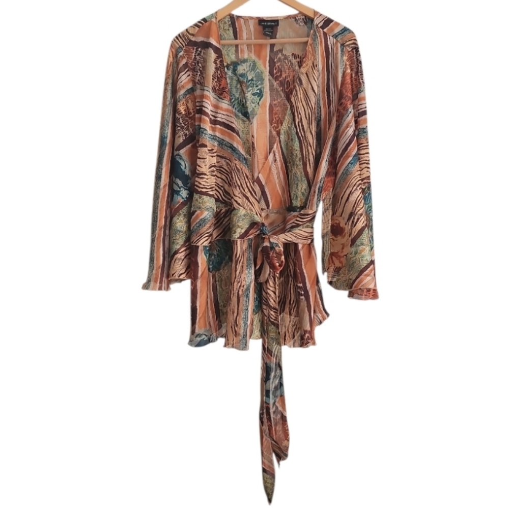 Lane Bryant Sheer Wrap Kimono Top Women’s Plus 22/24 Boho Chic Artsy Statement